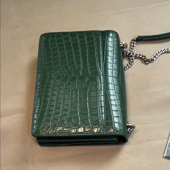 Yves Saint Laurent Dark Green Croc-Embossed Crossbody Bag - Picture 9 of 13